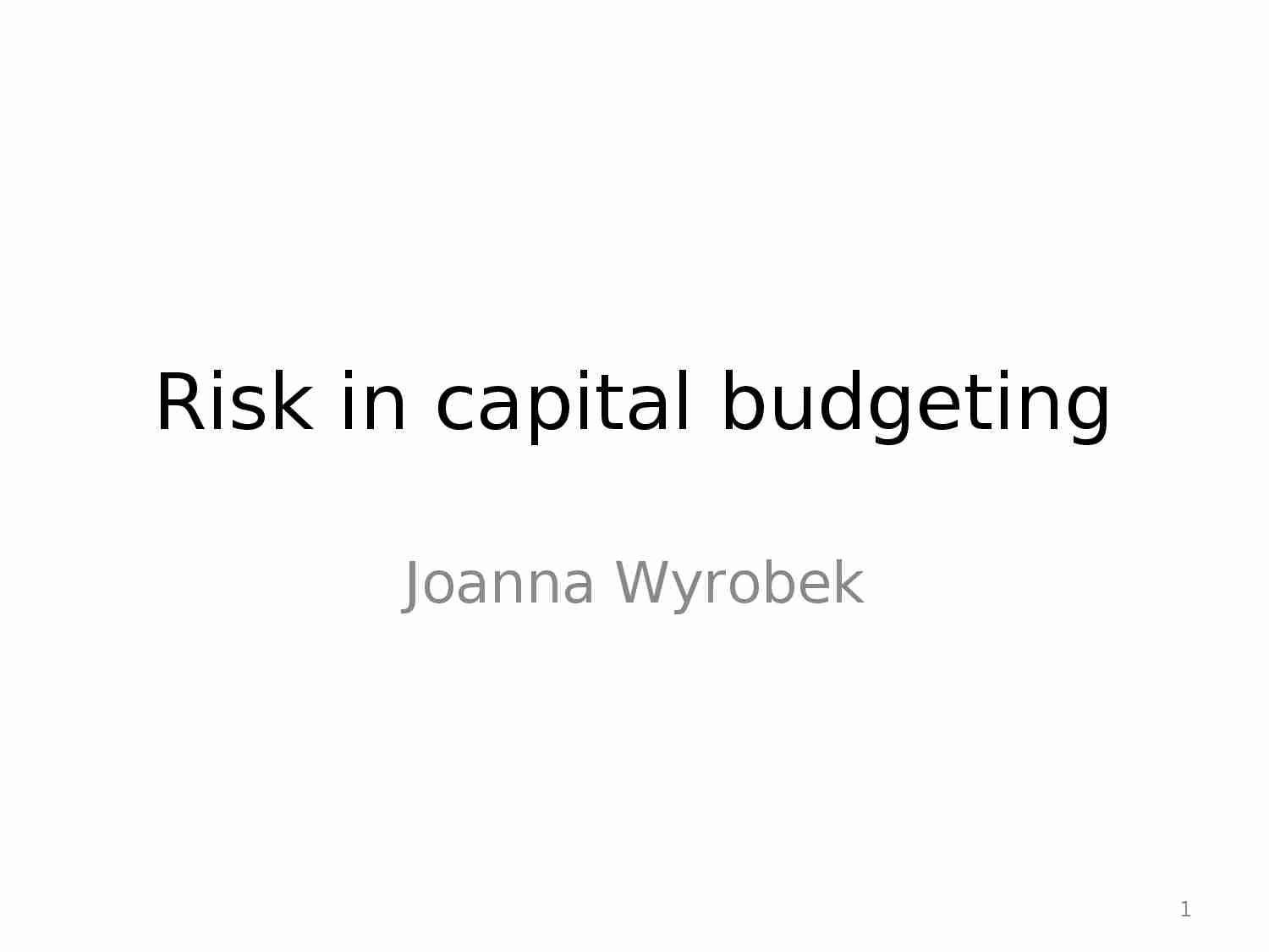 Risk in capital budgeting - strona 1