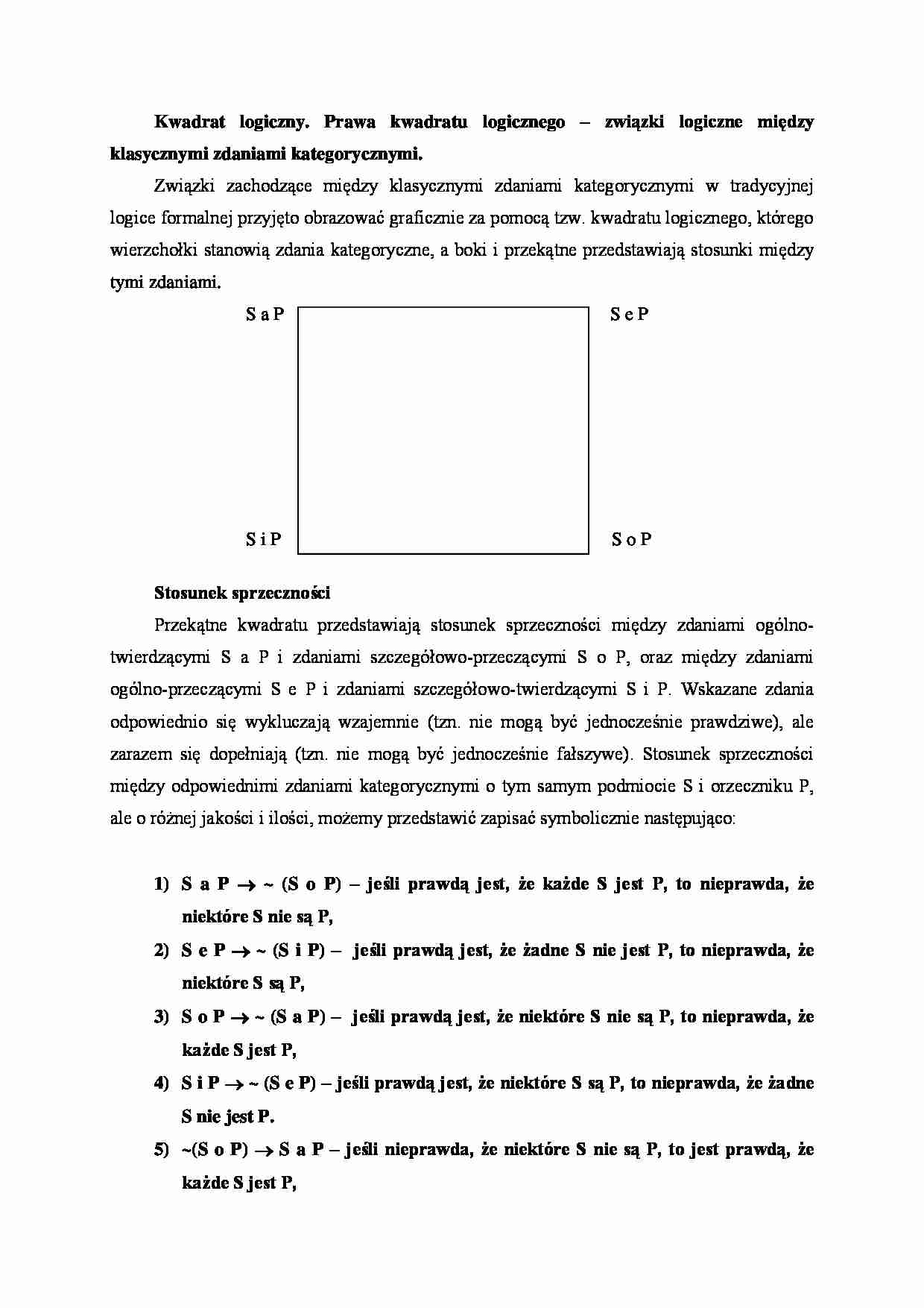 Kwadrat logiczny-prawa kwadratu logicznego - strona 1