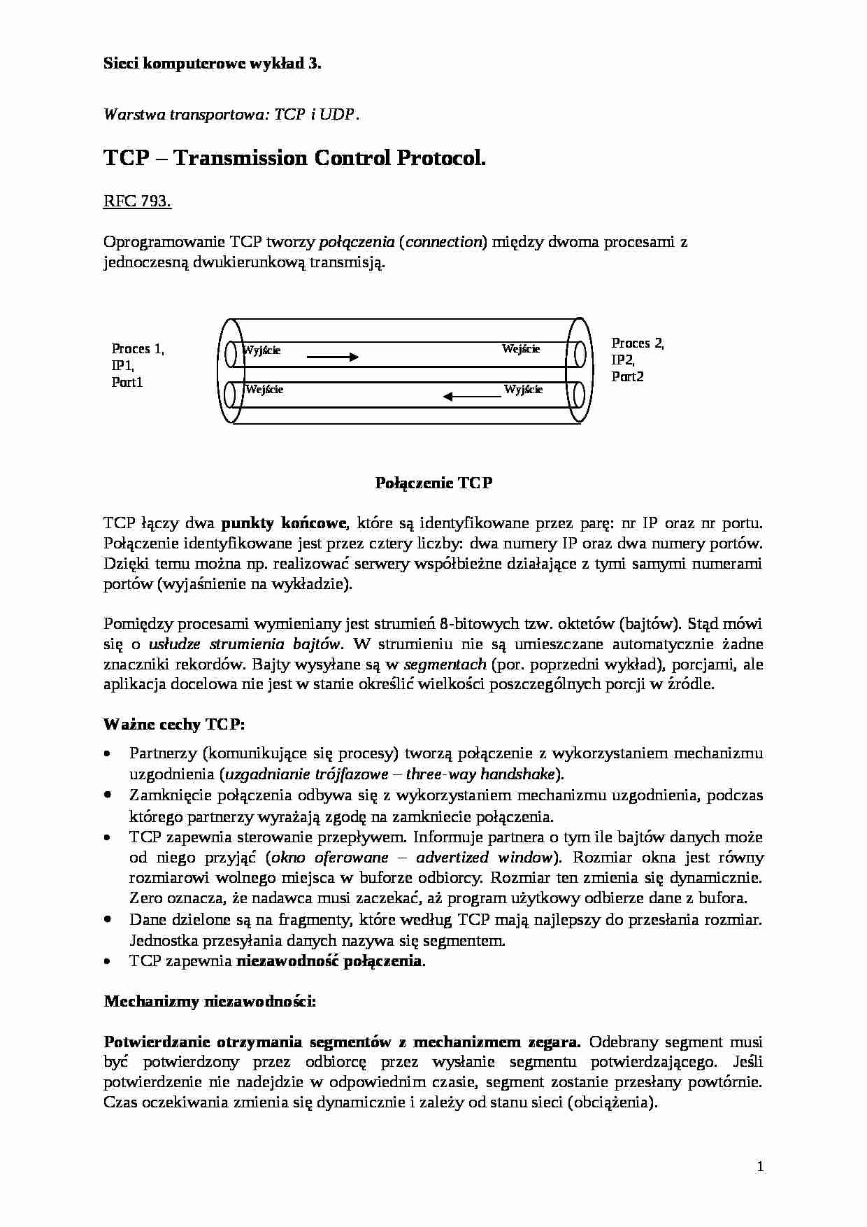 Sieci komputerowe - wykład 3 - strona 1