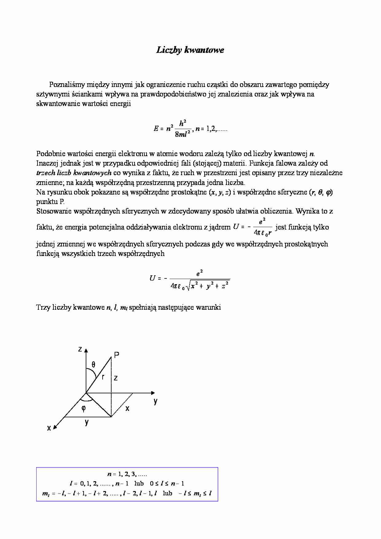 Liczby kwantowe w fizyce - strona 1