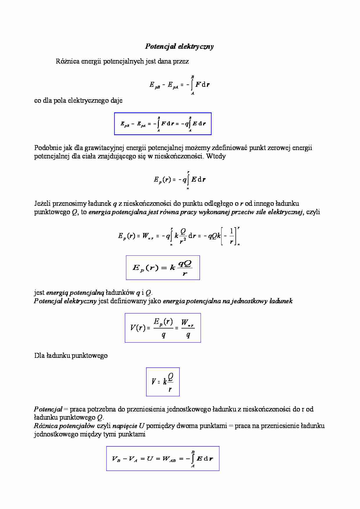 Fizyka - Potencjał elektryczny - strona 1