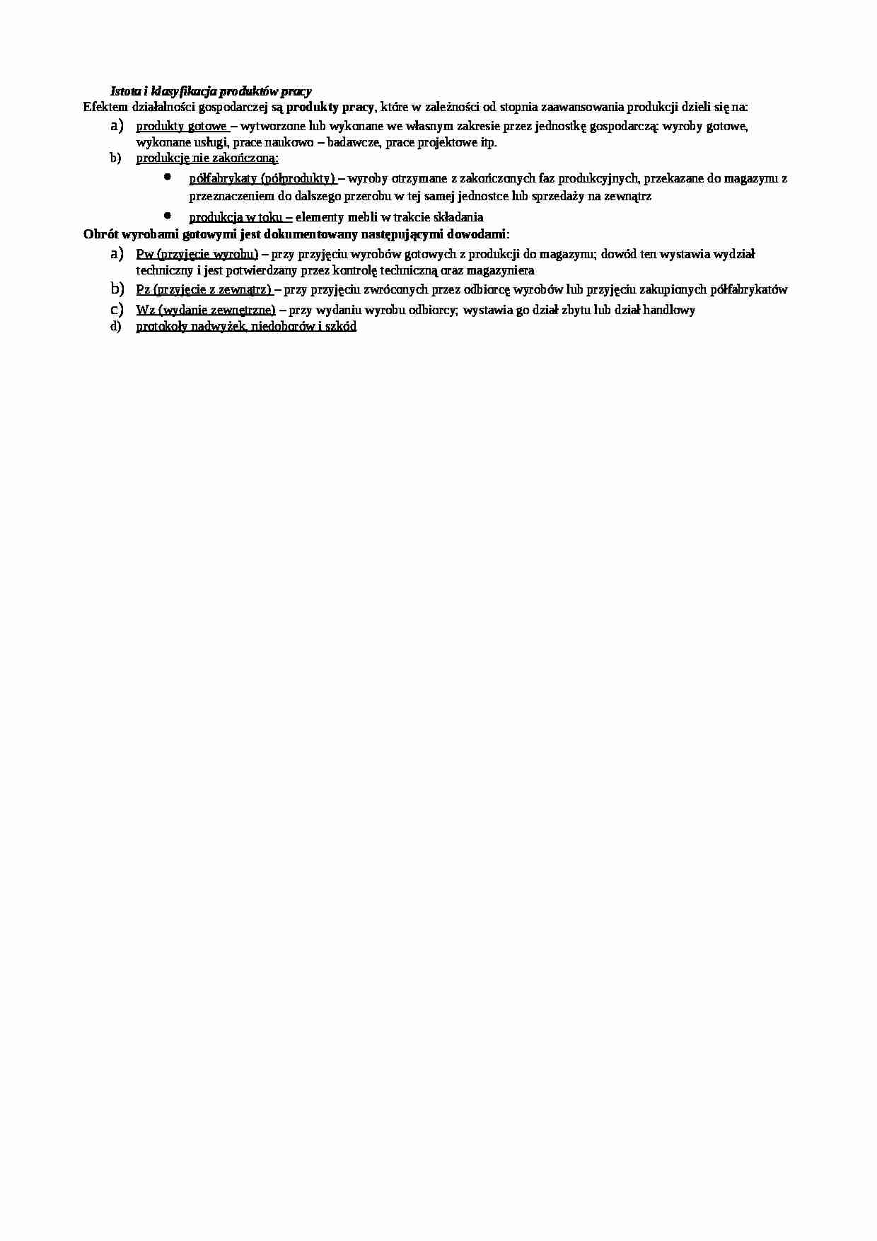 Istota i klasyfikacja produktów pracy - strona 1