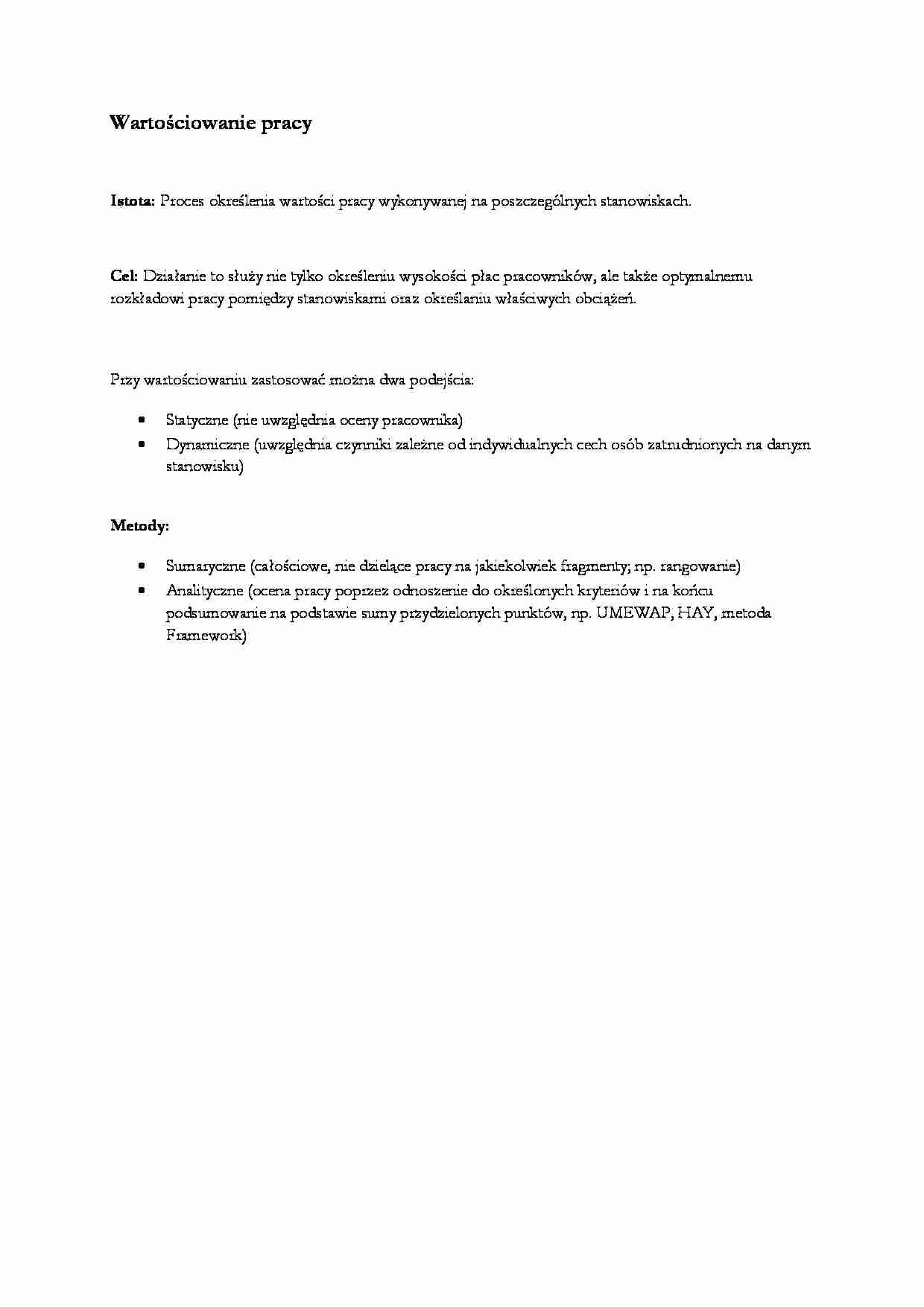 Wartościowanie pracy - istota i metoda - strona 1