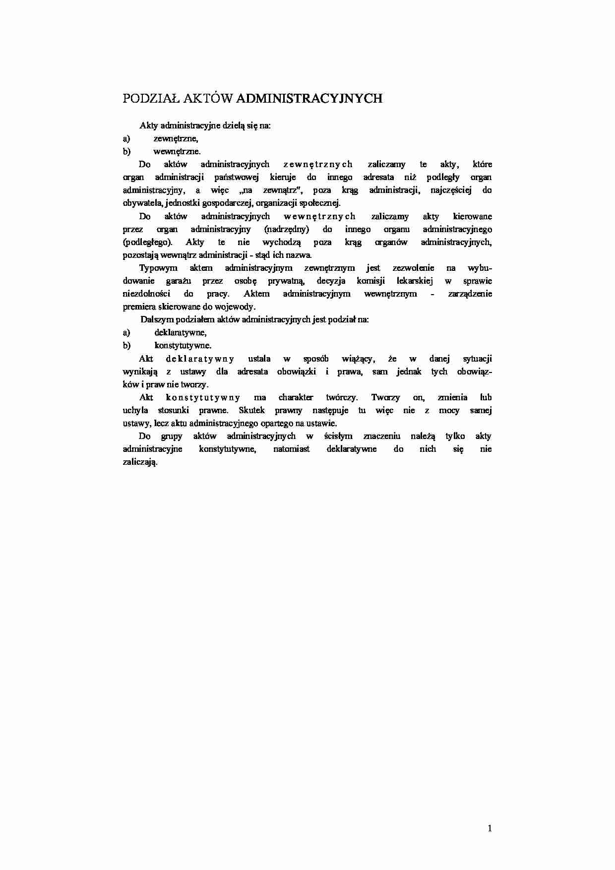 Podział aktów administracyjnych - strona 1
