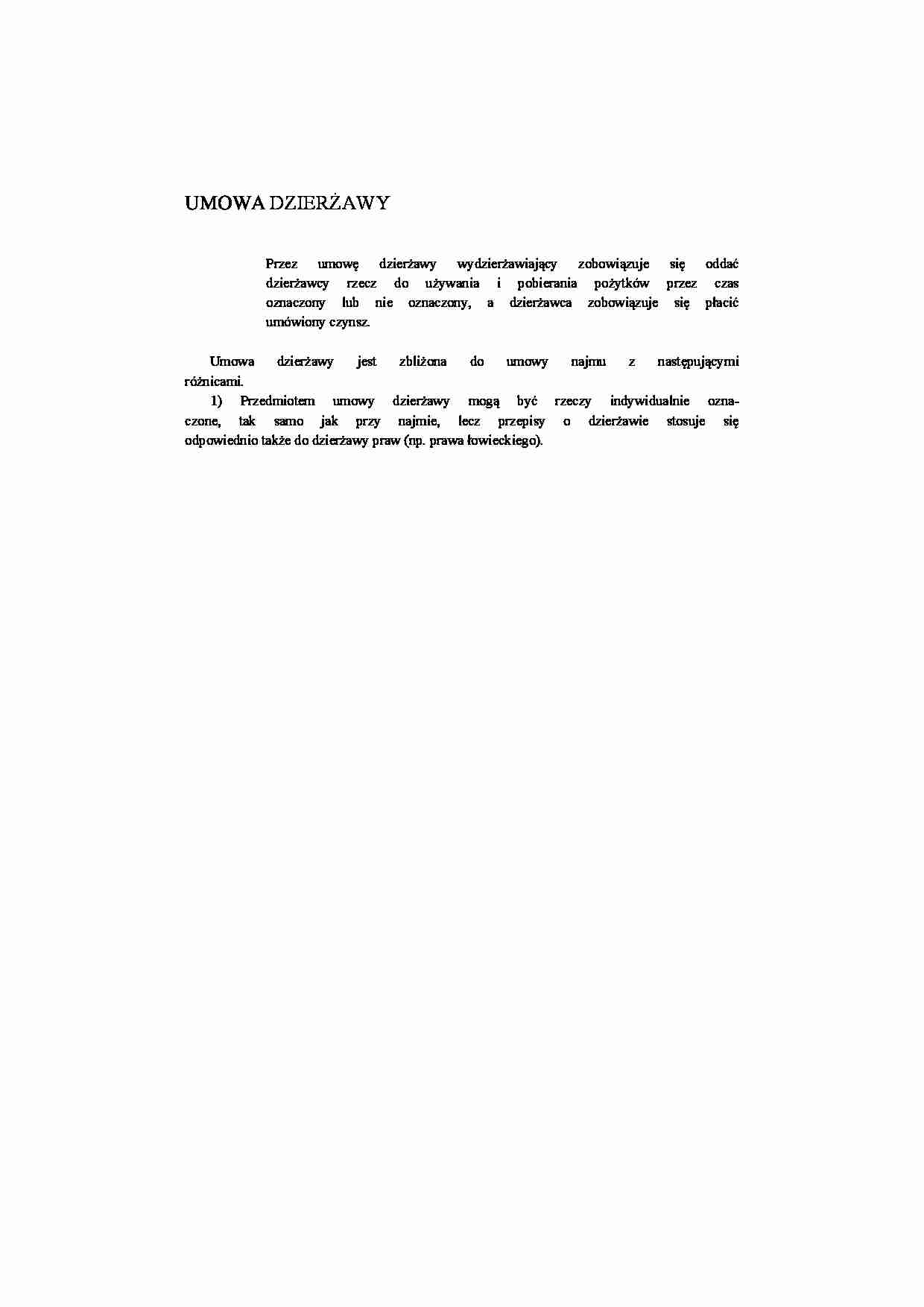 Umowa dzierżawy - opis - strona 1
