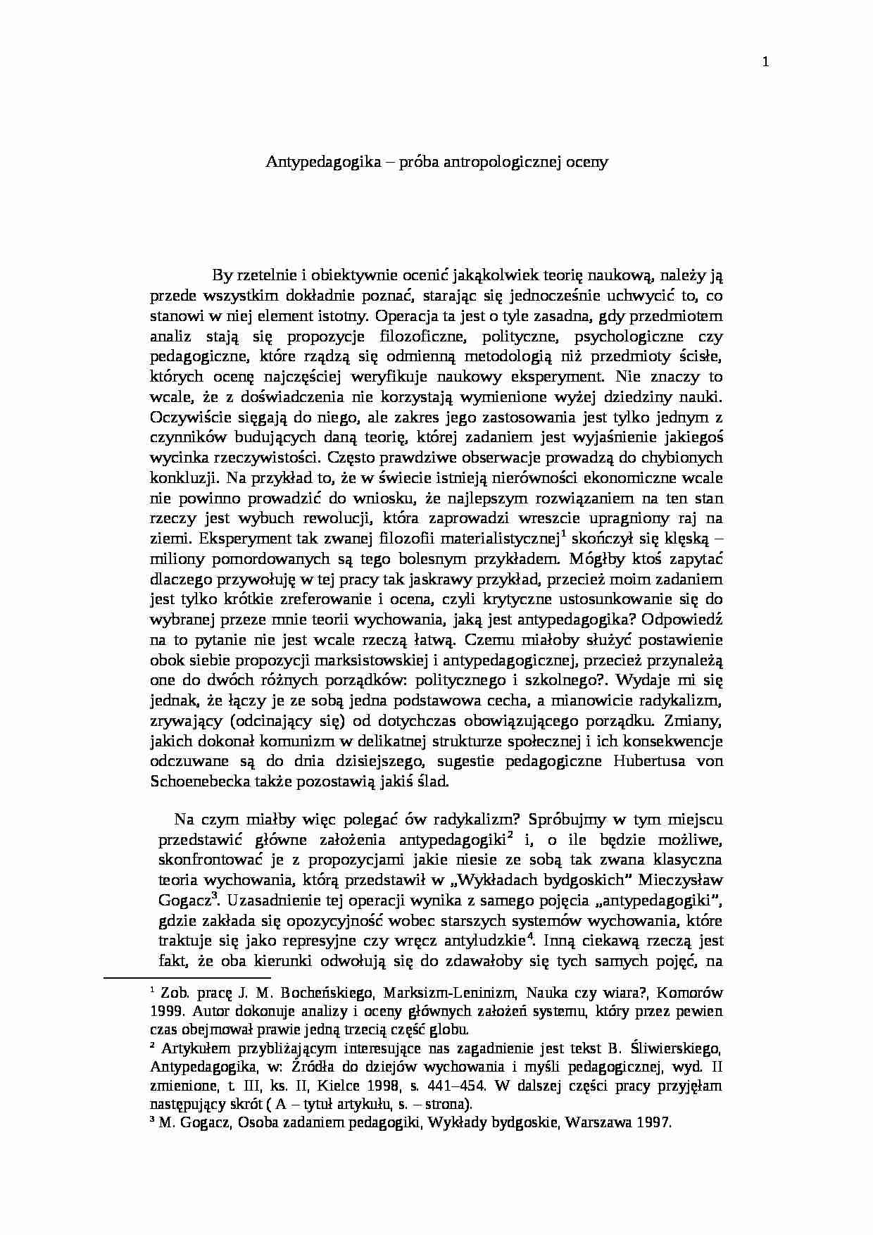 Antypedagogika - próba antropologicznej oceny - strona 1