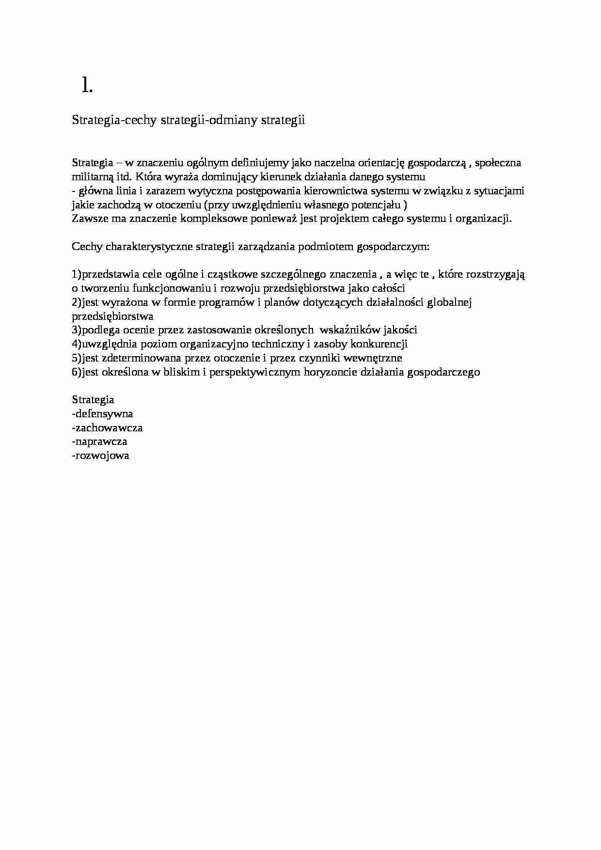 Proces zarządzania - egz, dr Dziadoń - strona 1