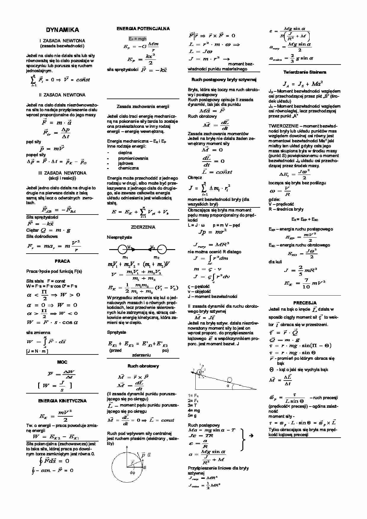 Fizyka - pojęcie dynamiki - ZASADA  NEWTONA - strona 1