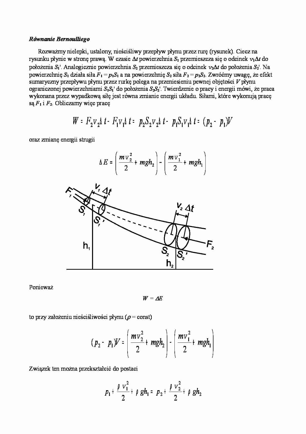 Fizyka - Równanie Bernoulliego - strona 1