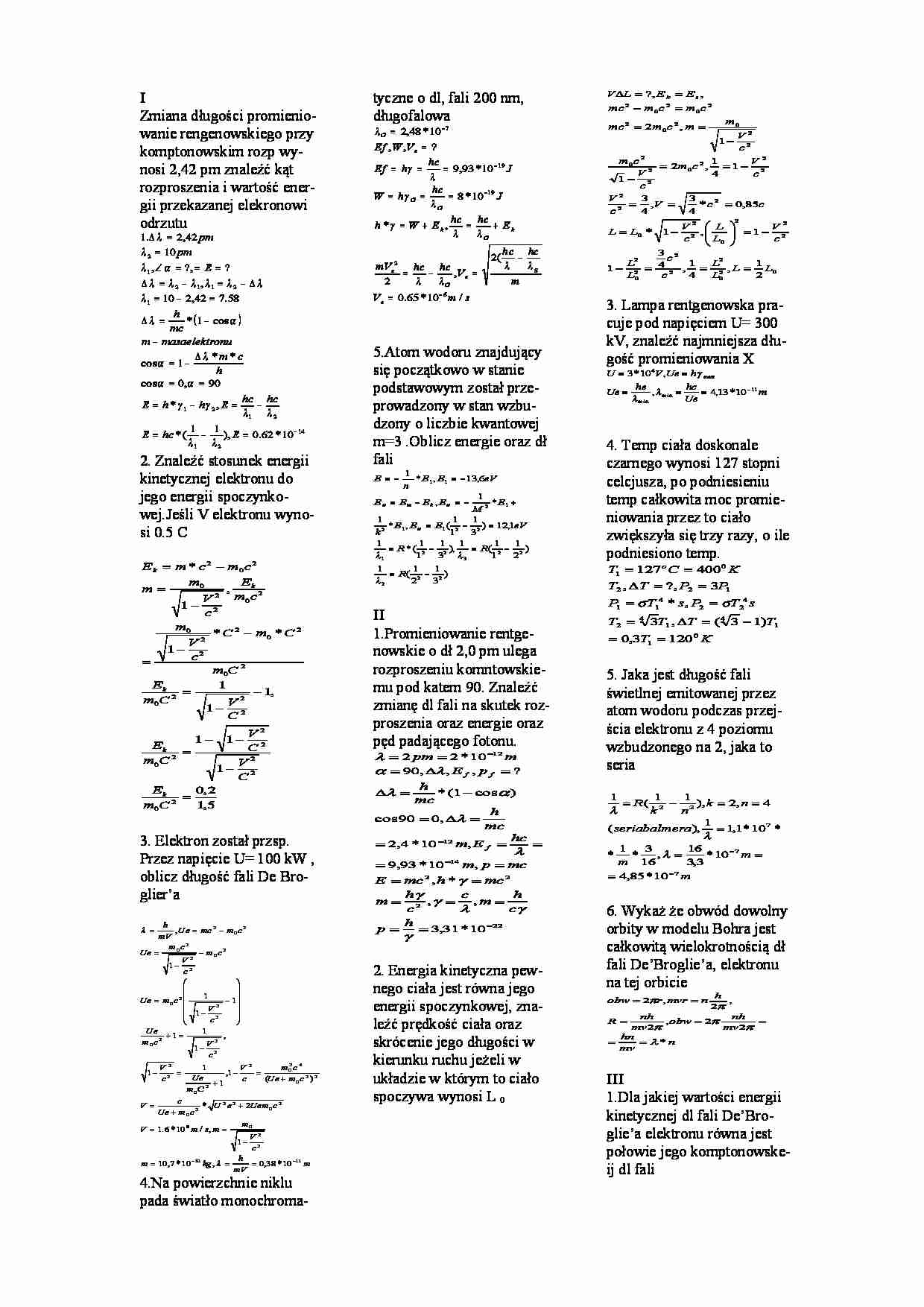 Zadania na kolokwium z fizyki - strona 1