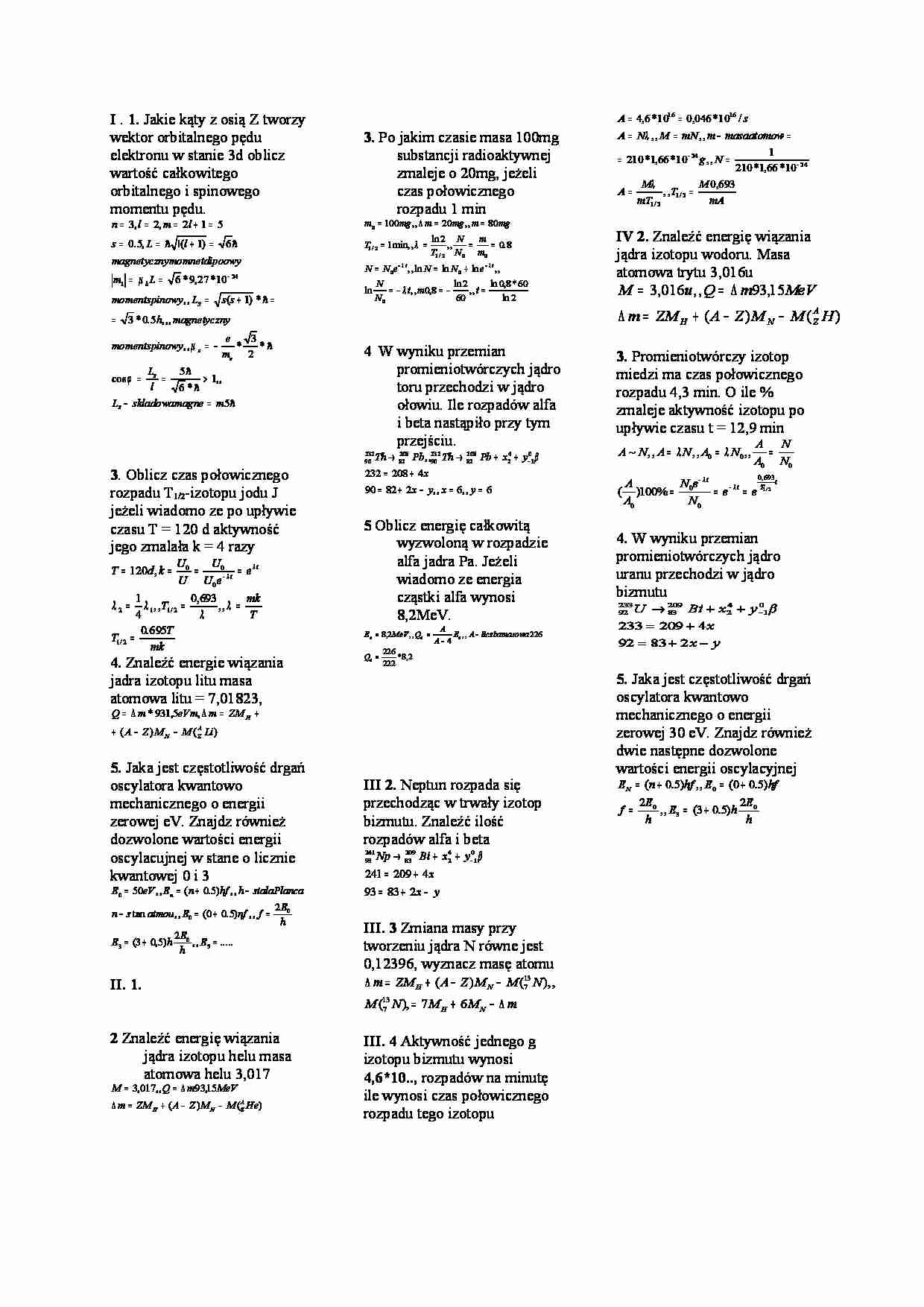 Zadania na kolokwium z fizyki 2 - strona 1