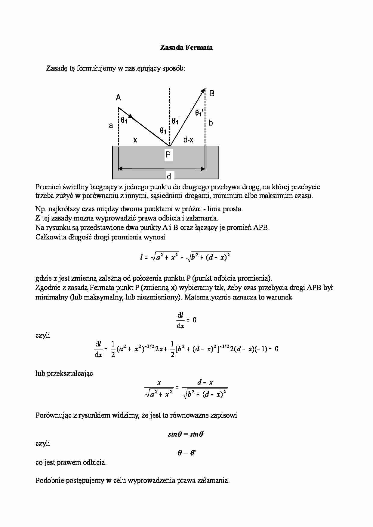 Fizyka - zasada Fermata - strona 1