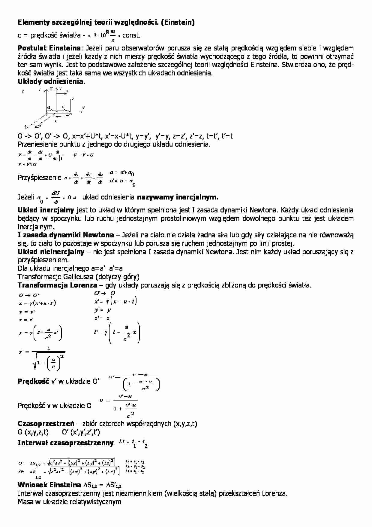 Elementy szczeglnej teorii względności - strona 1