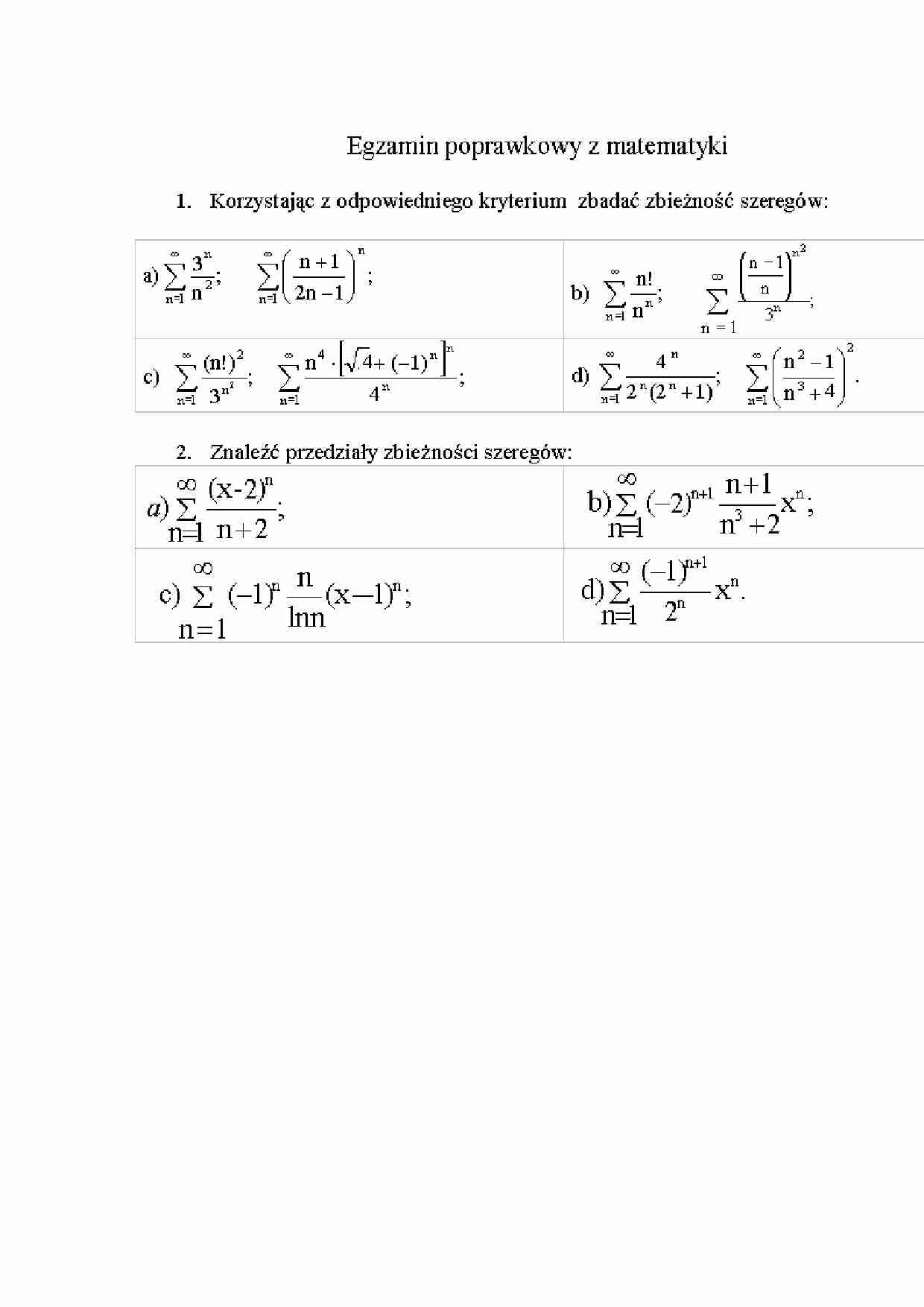 Matematyka - egzamin poprawkowy - strona 1