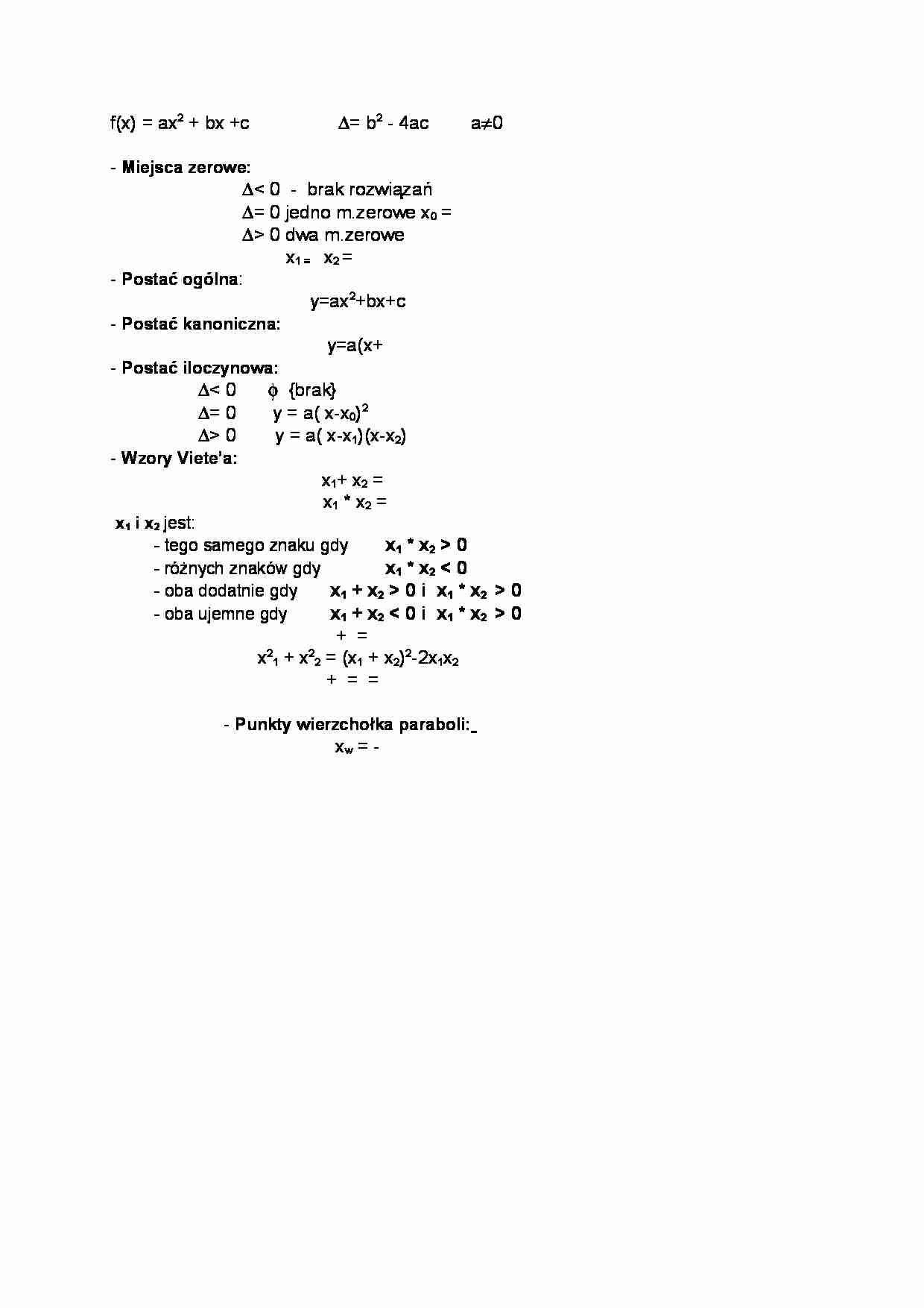 Funkcja kwadratowa-wzory - strona 1