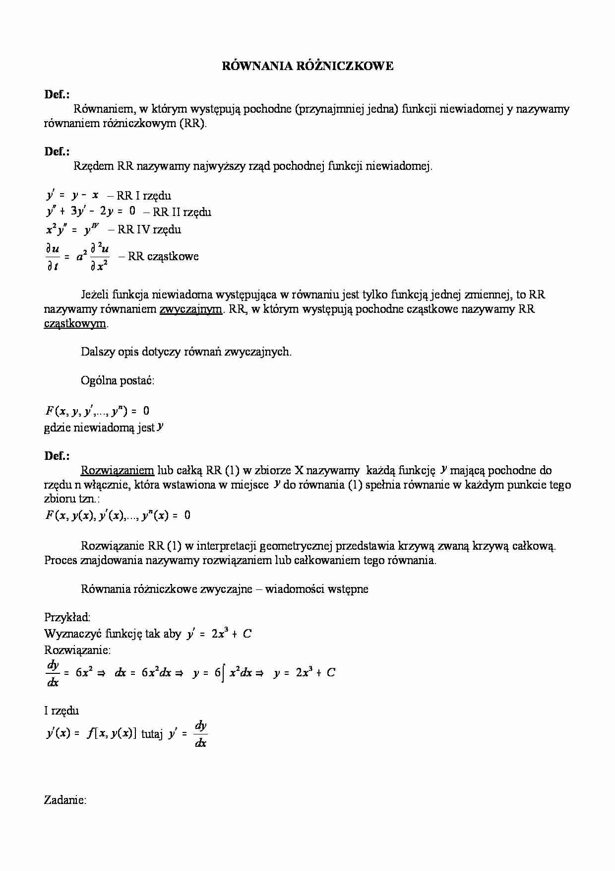 Matematyka - Równania różniczkowe - strona 1