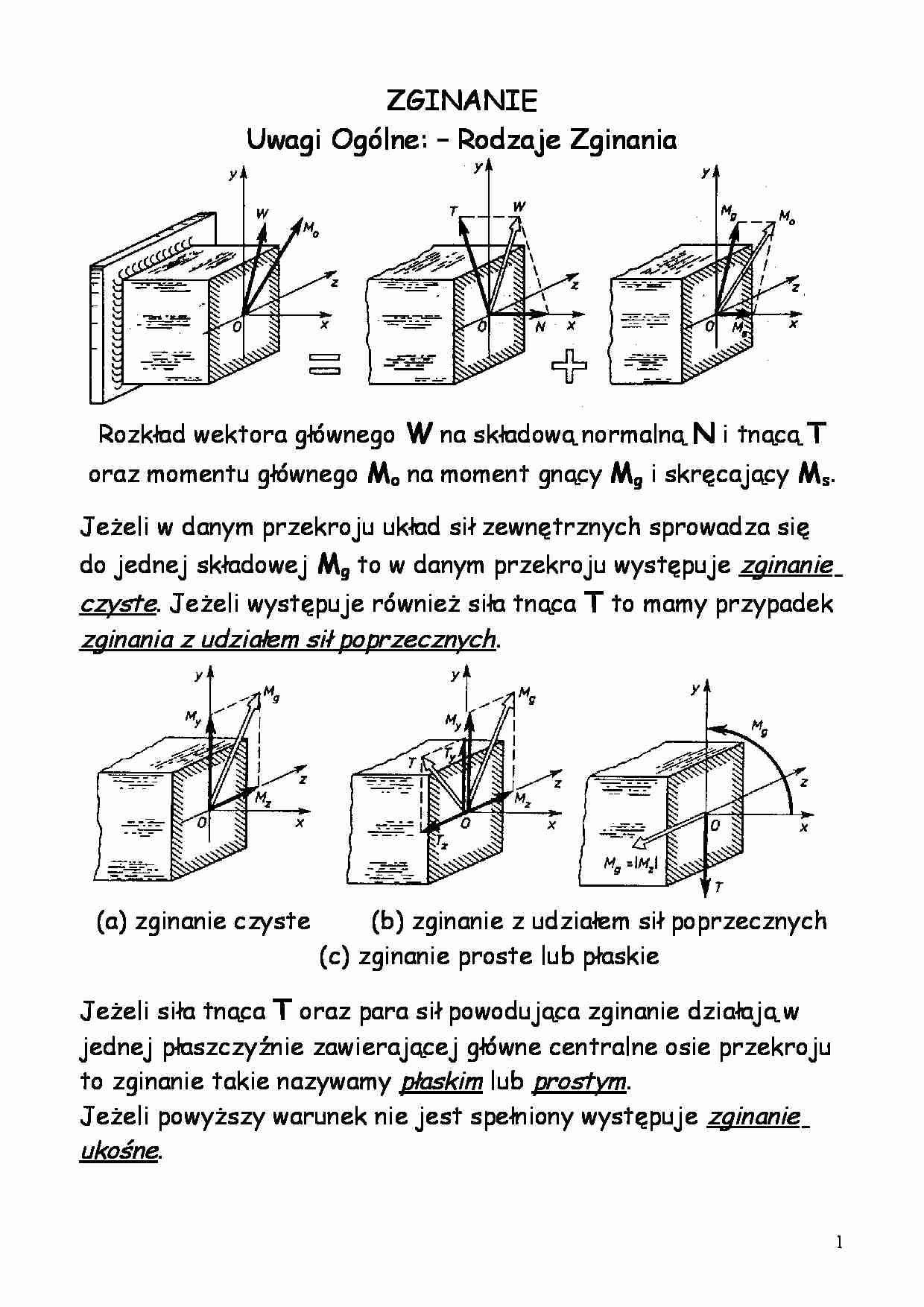 Mechanika i wytrzymałość materiałów - zginanie - strona 1