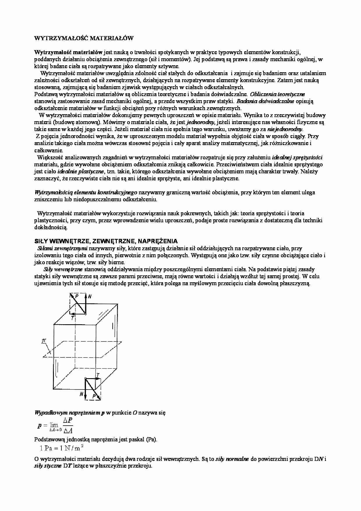 Mechanika techniczna- Wytrzymałość materiałów - strona 1