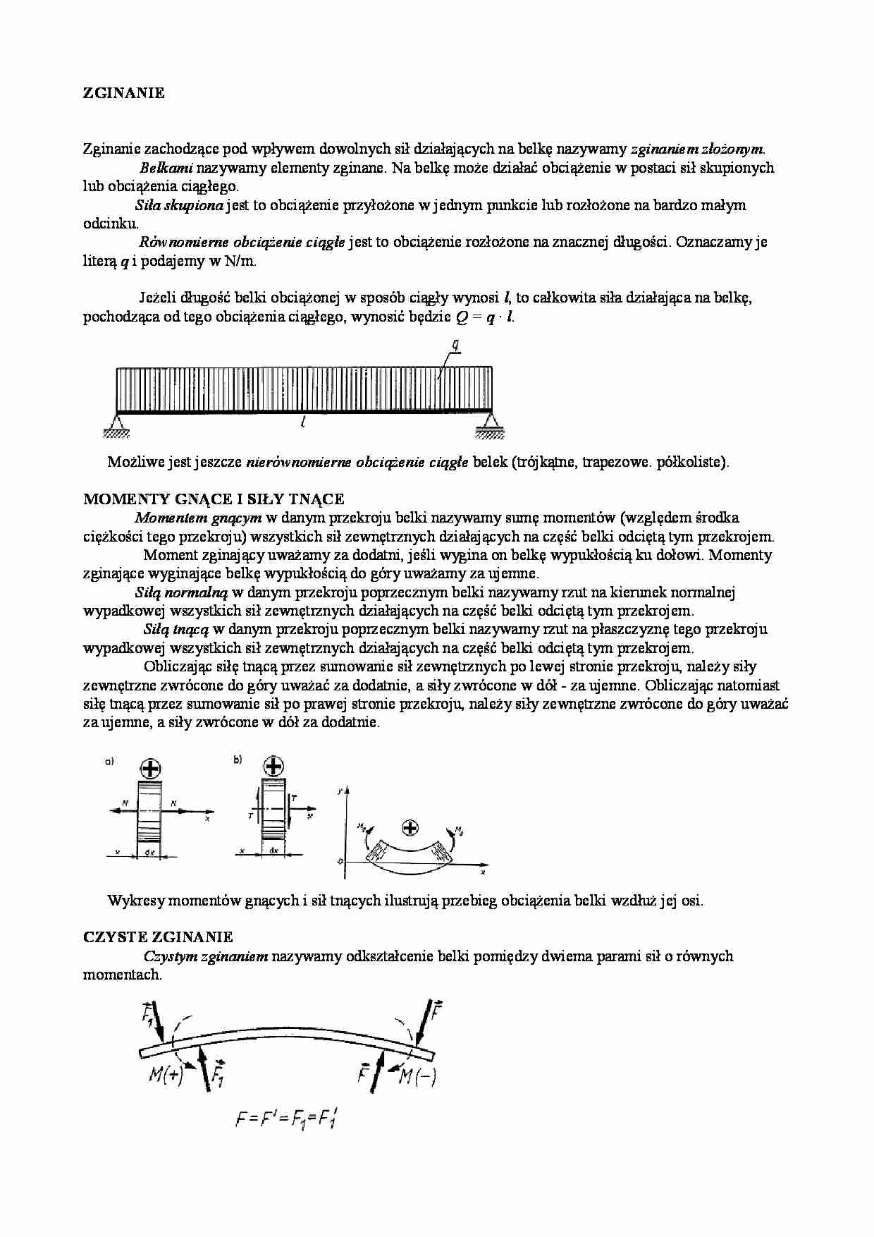 Mechanika techniczna - zginanie - belki - strona 1