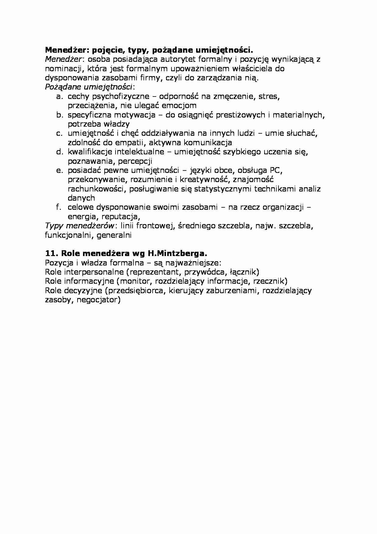 Menedżer: pojęcie, typy, pożądane umiejętności - strona 1
