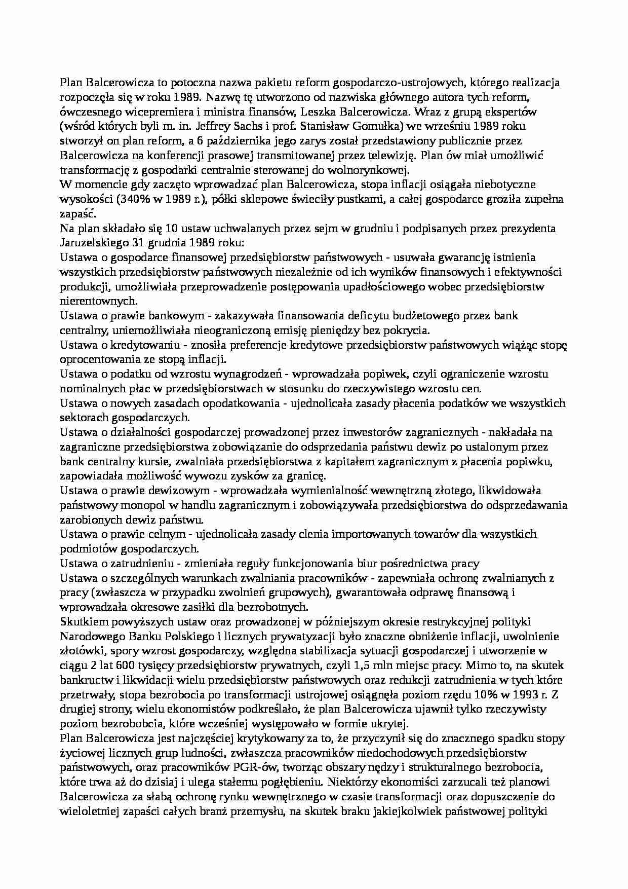 Plan Balcerowicza - strona 1