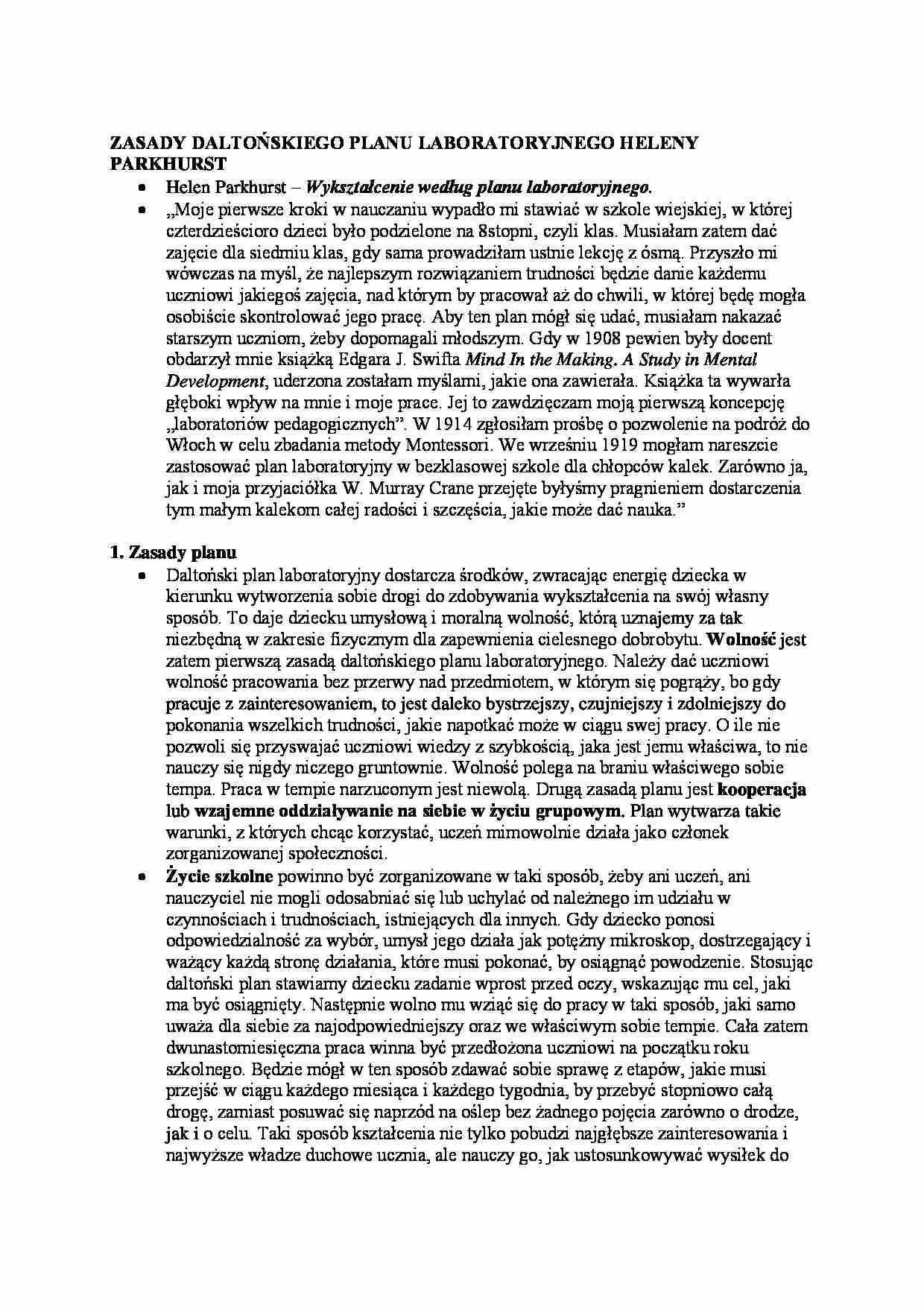 Zasady planu Daltońskiego - strona 1