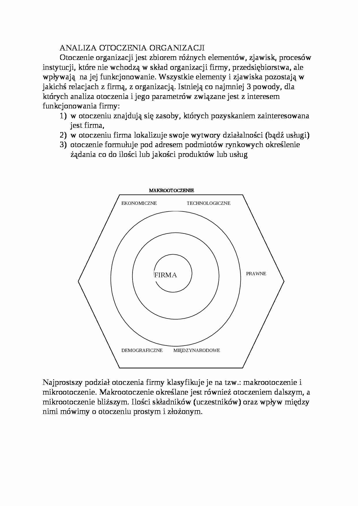 Analiza otoczenia organizacji - Makrootoczenie - strona 1