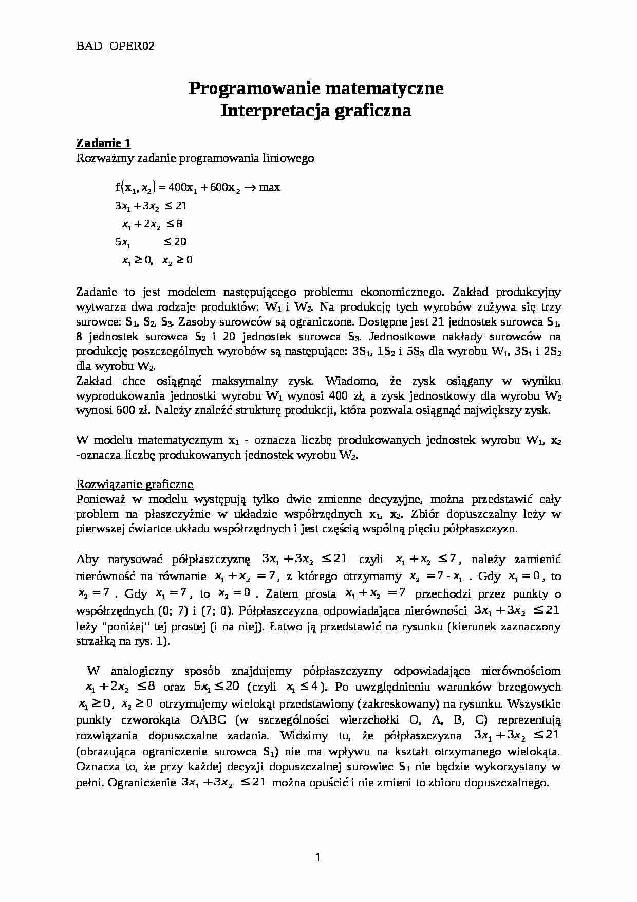 Programowanie matematyczne - strona 1