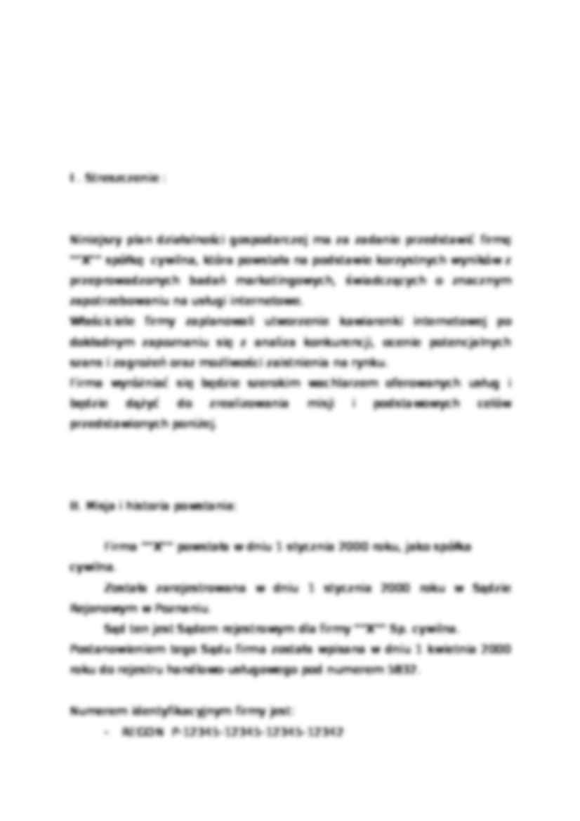 Biznes plan - Kawiarenka Internetowa - przykladowa prezentacja firmy - strona 2