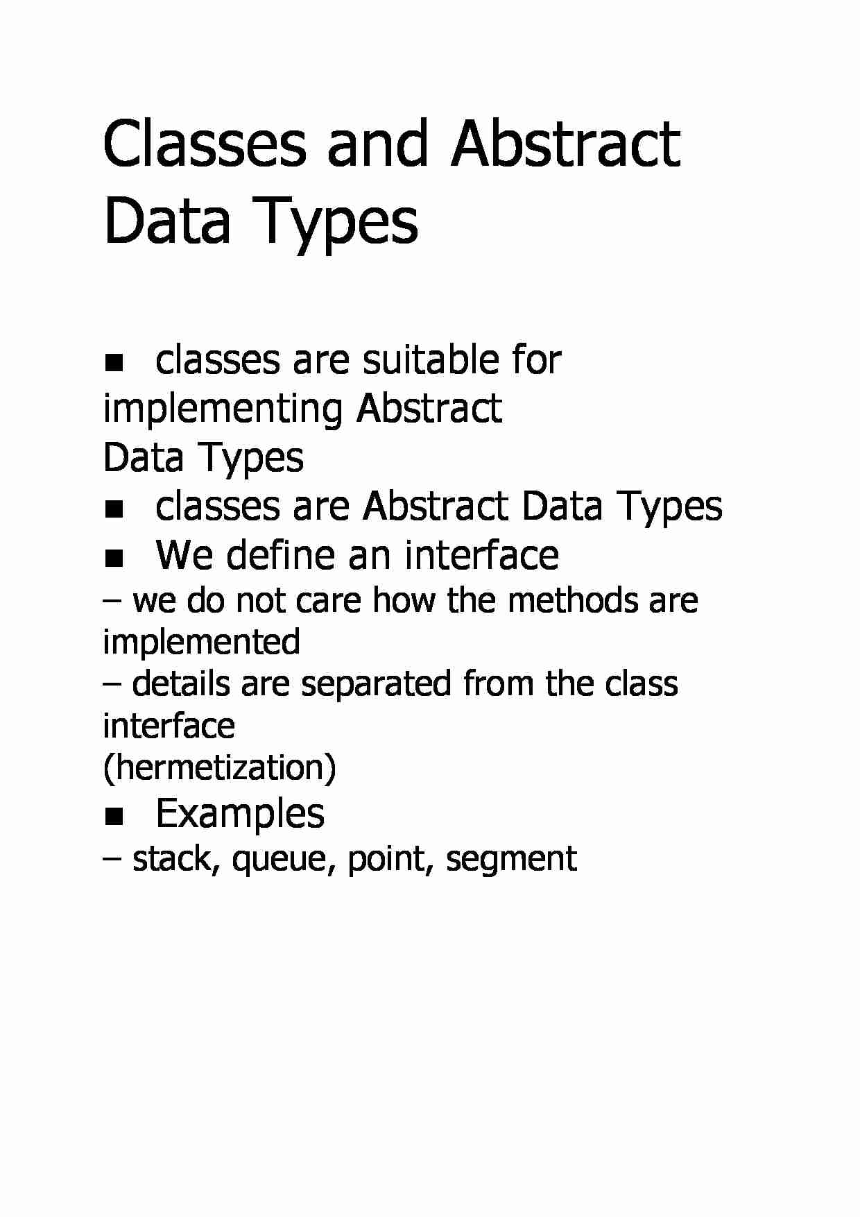 Classes and Abstract Data Types - strona 1