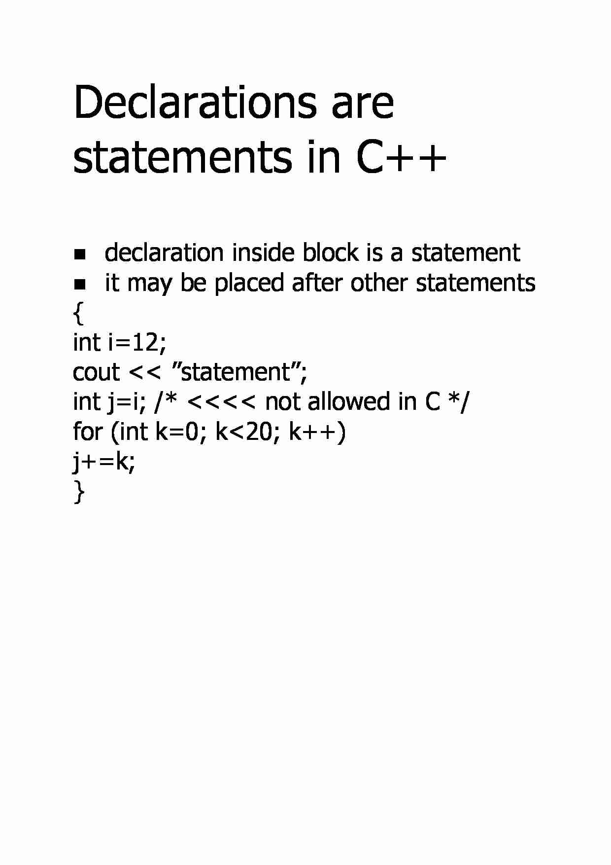Declarations are statements in C++ - strona 1