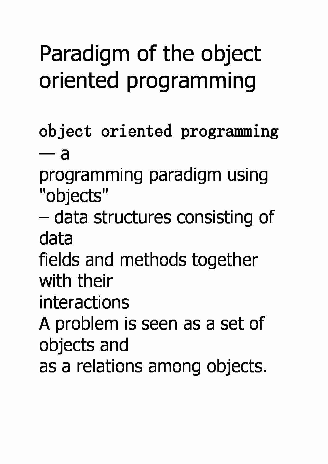 Paradigm of the object oriented programming - strona 1