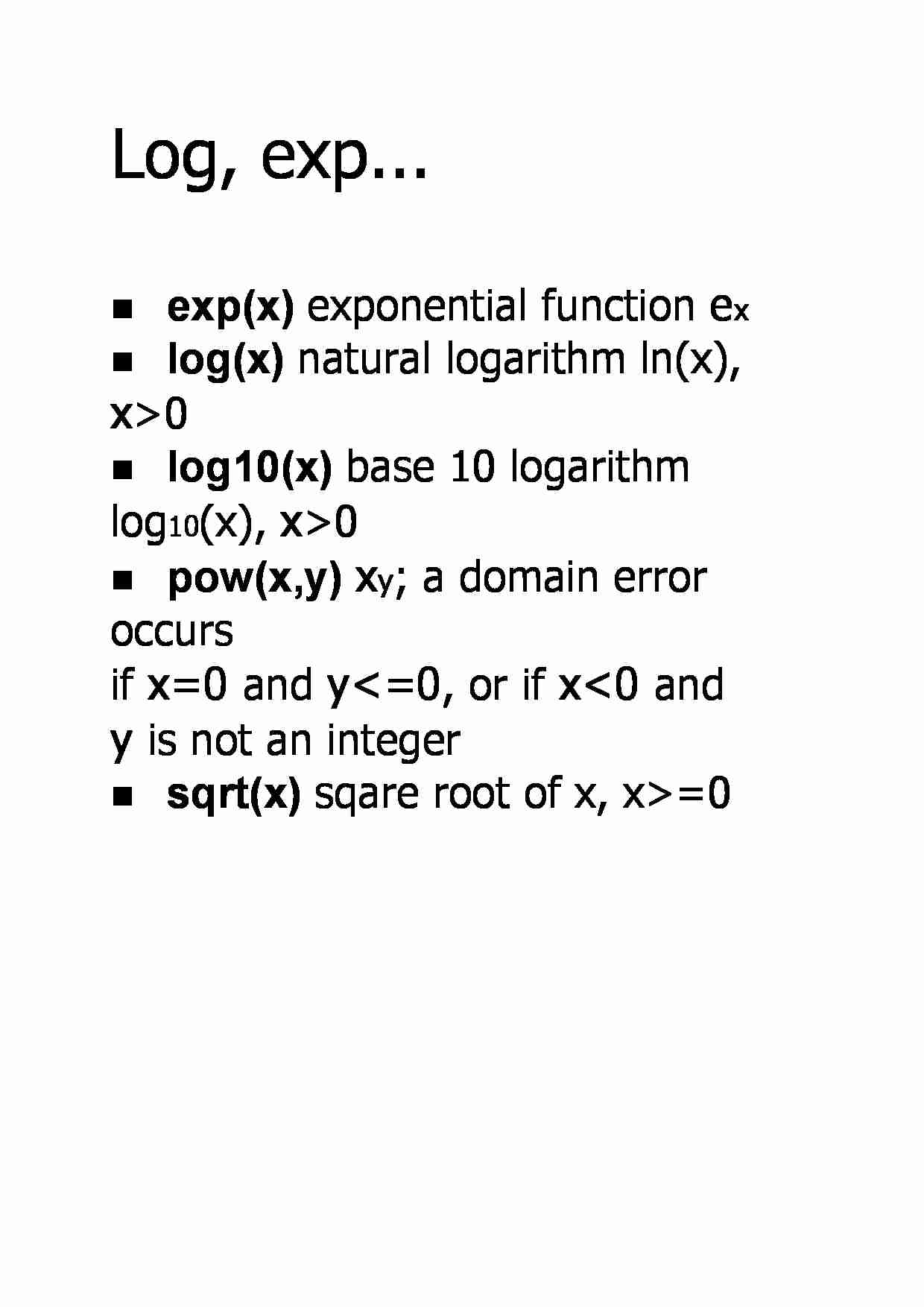 Log and Exp - strona 1