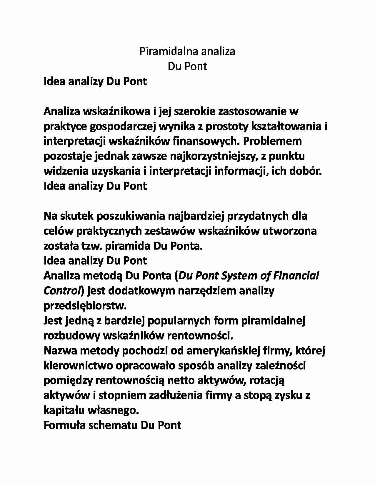 Idea analizy Du Pont - strona 1