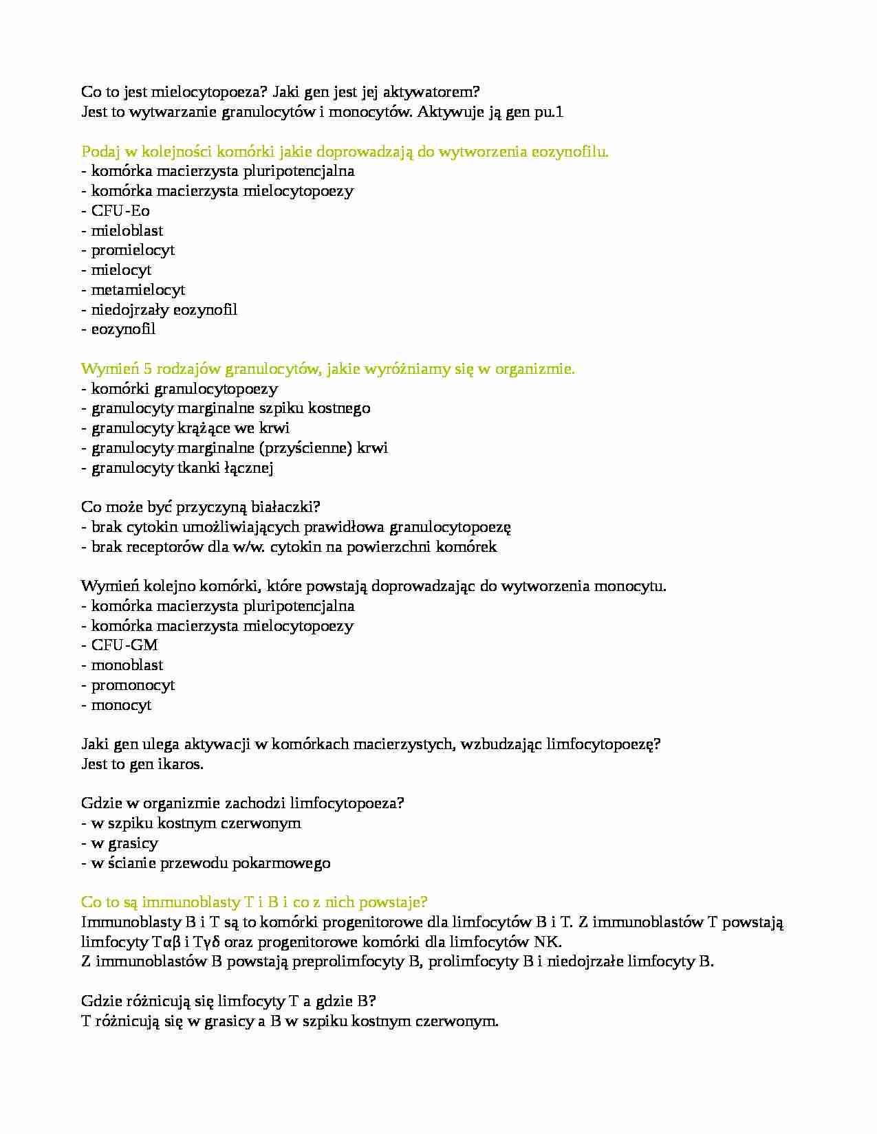 Mielocytopoeza - strona 1