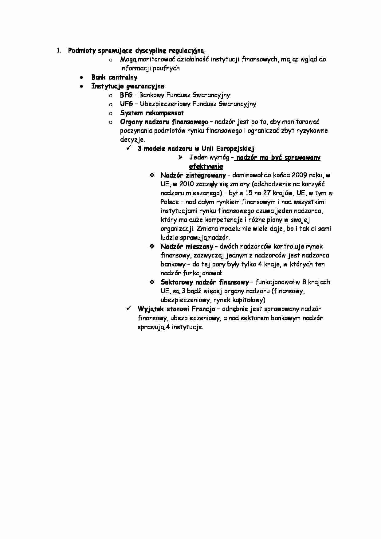 Podmioty sprawujące dyscyplinę regulacyjną - strona 1