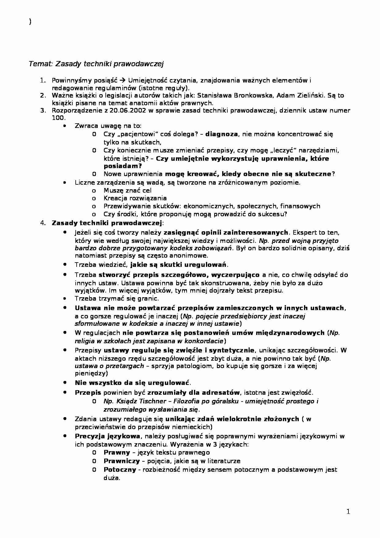 Zasady techniki prawodawczej - strona 1