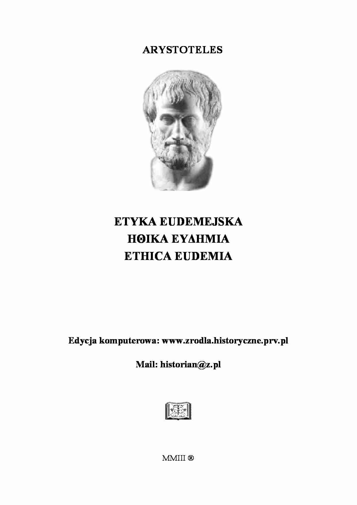 Arystoteles - Etyka Eudemejska - strona 1