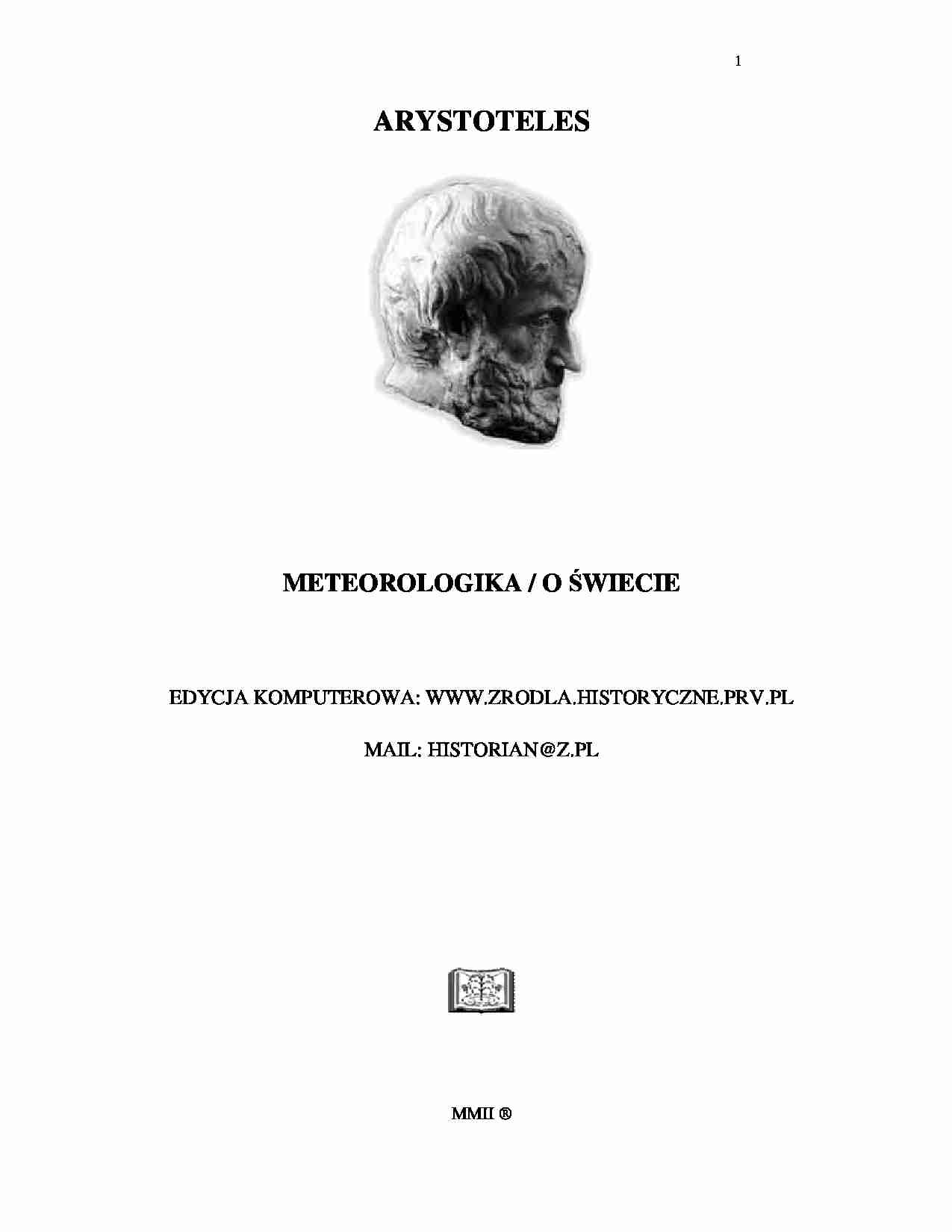 Arystoteles - Meteorologika O ?wiecie - strona 1