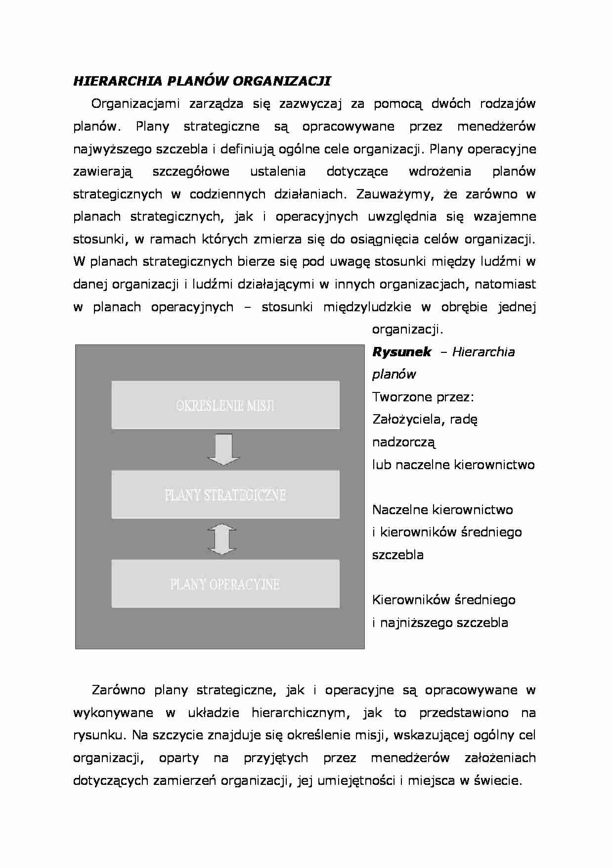 Hierarchia planów organizacji - strona 1