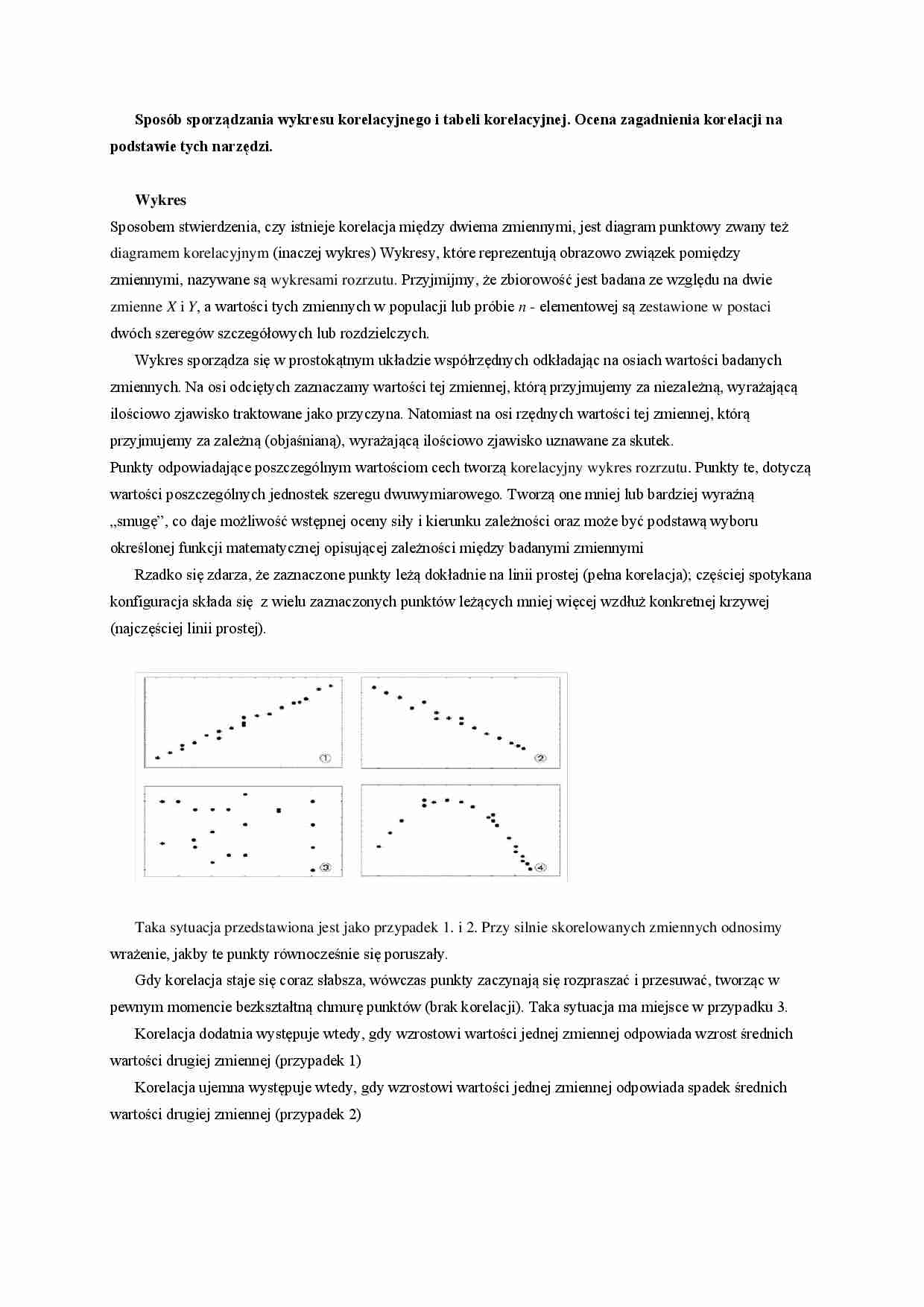 Sposób sporządzania wykresu korelacyjnego i tabeli - strona 1