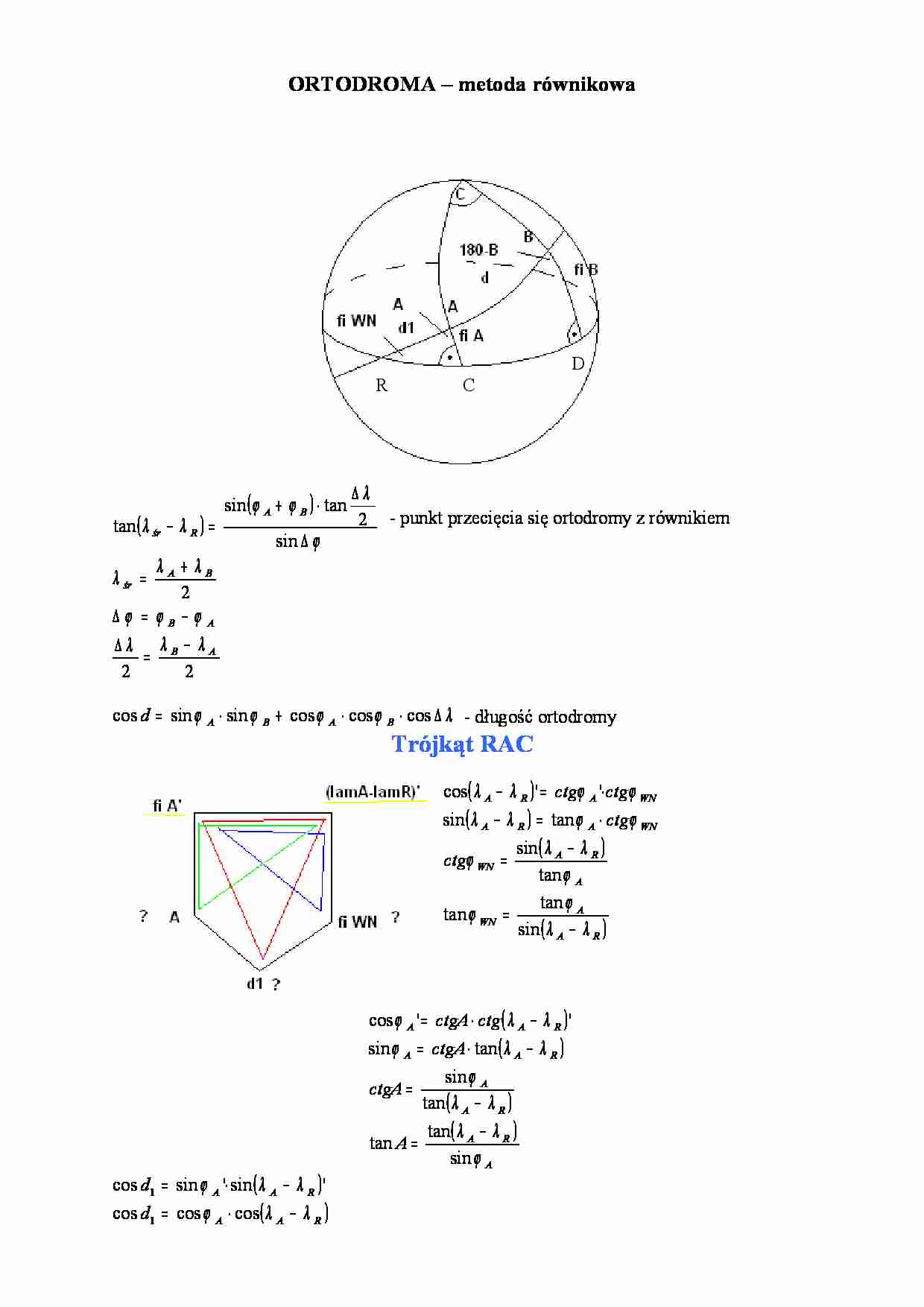 ORTODROMA - metoda równikowa - strona 1