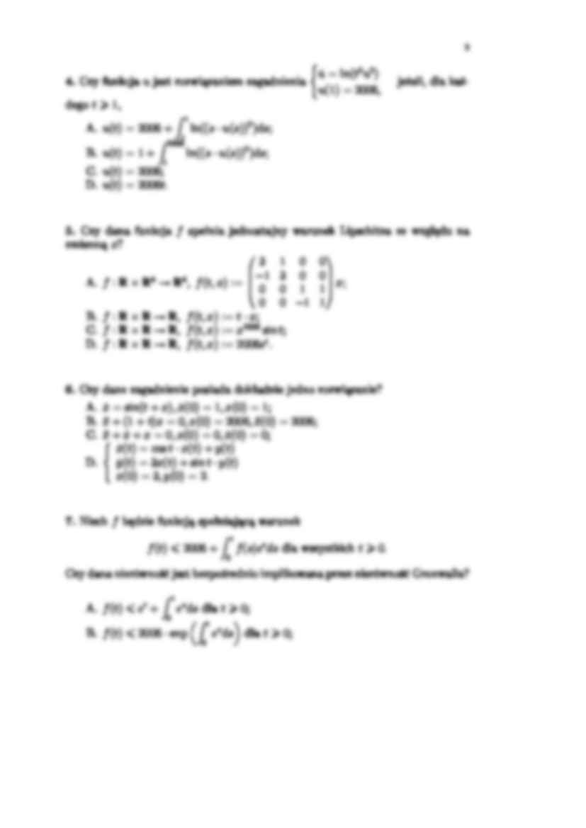 Przykładowe pytania na egzamin - Równania ró»niczkowe zwyczajne - strona 2