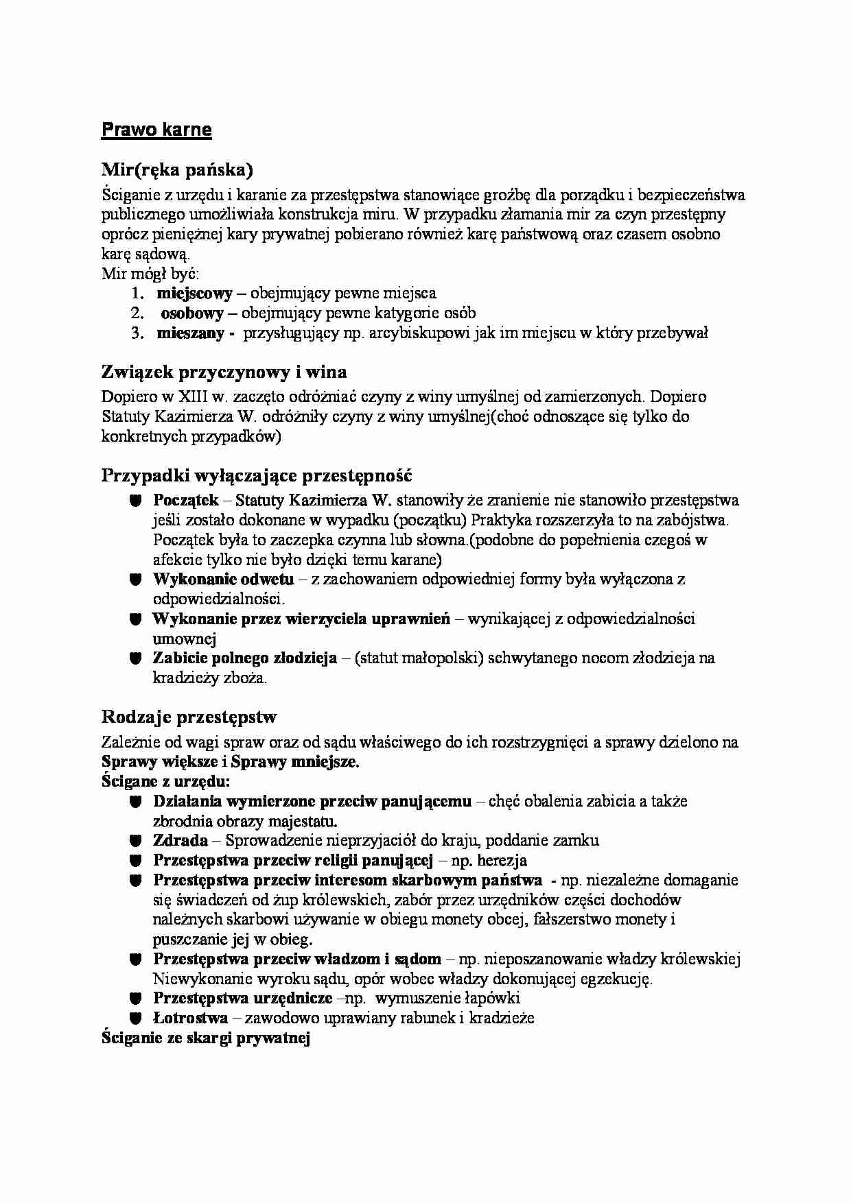 Prawo sądowe polskiego średniowiecza - Prawo karne - strona 1