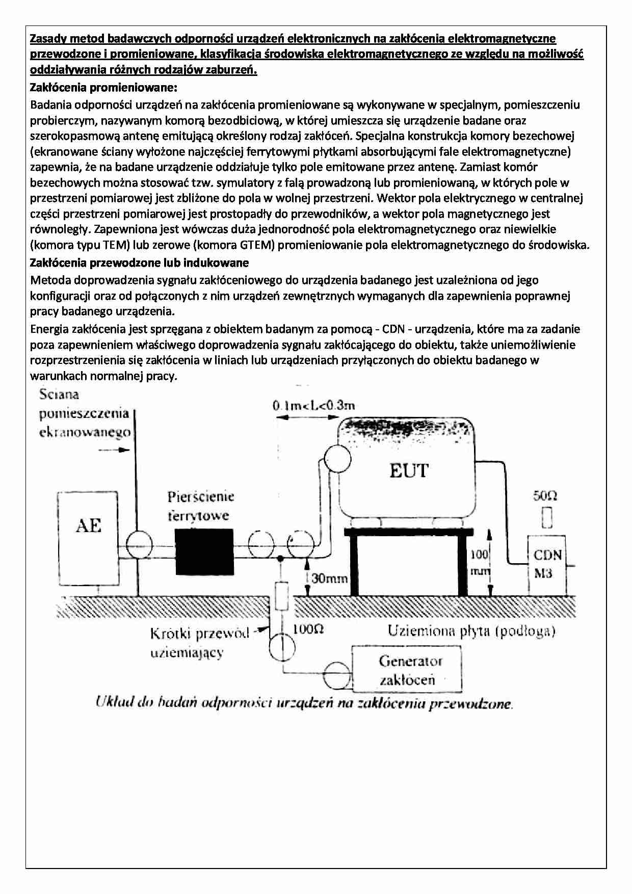 Zasady metod badawczych odporności urządzeń elektronicznych na zakłócenia elektromagnetyczne - strona 1