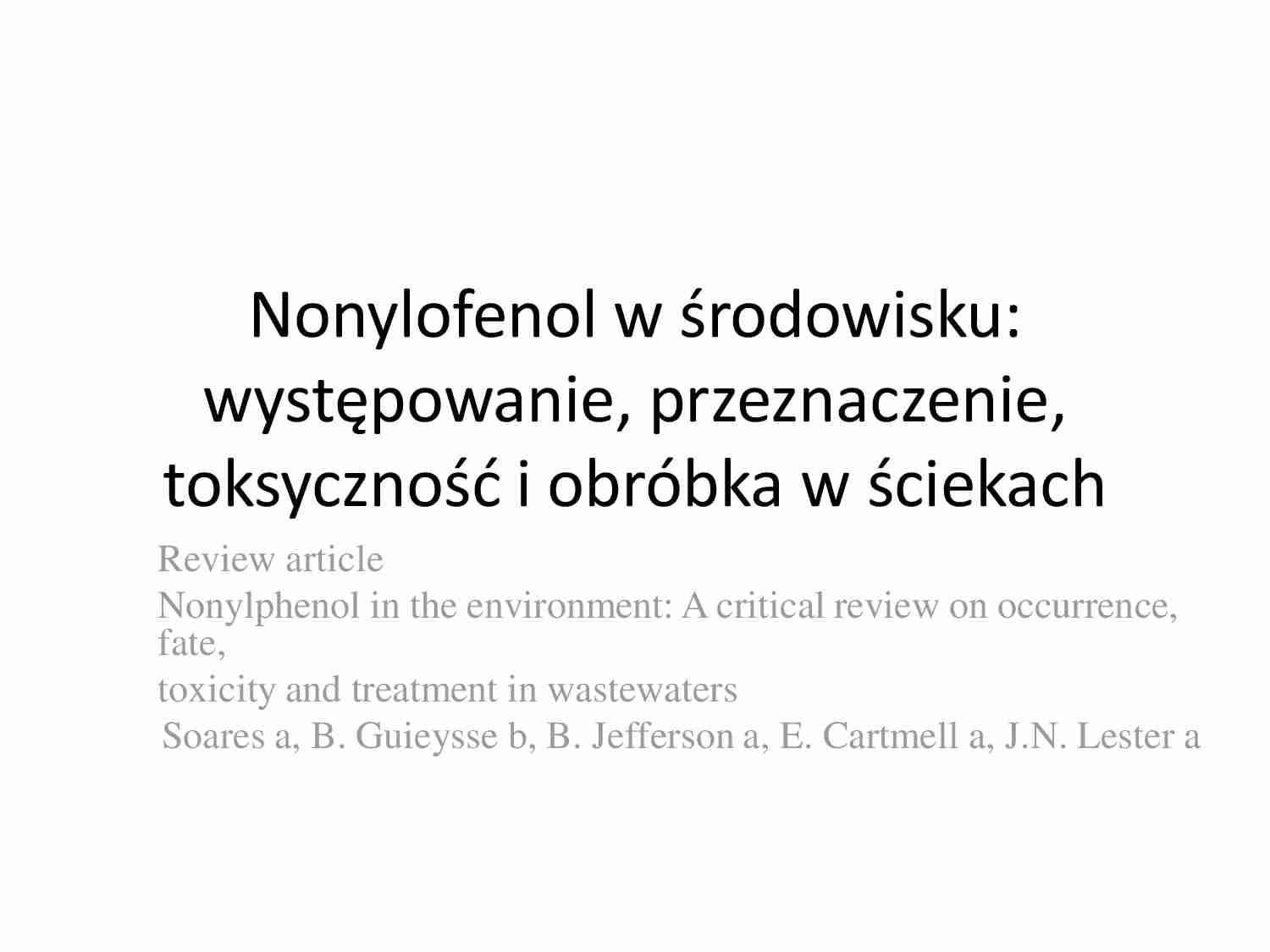 Nonylofenol w środowisku - strona 1