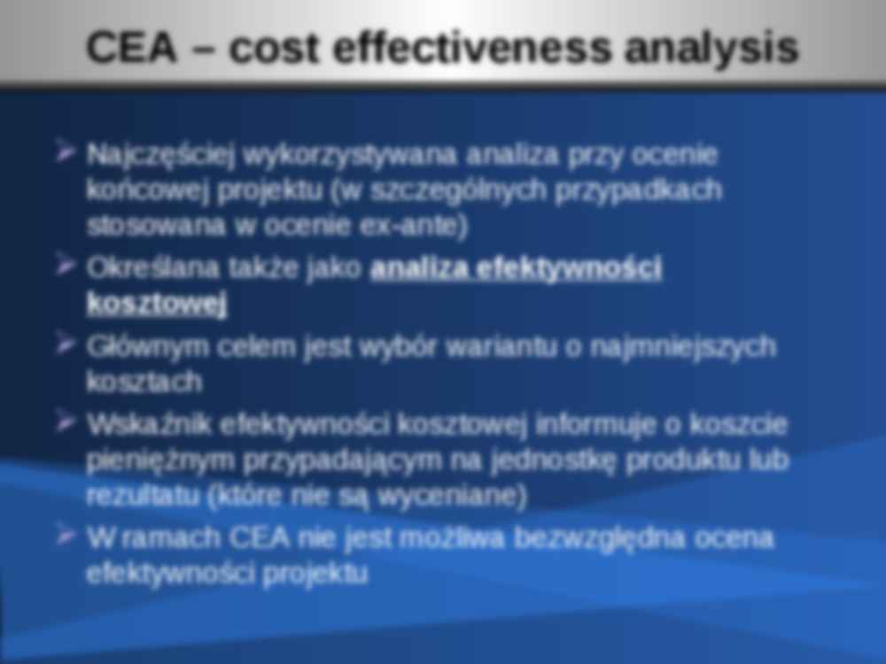 Analiza kosztów i efektywności - prezentacja na ćwiczenia z metod oceny projektów - strona 2