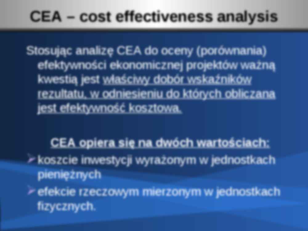 Analiza kosztów i efektywności - prezentacja na ćwiczenia z metod oceny projektów - strona 3