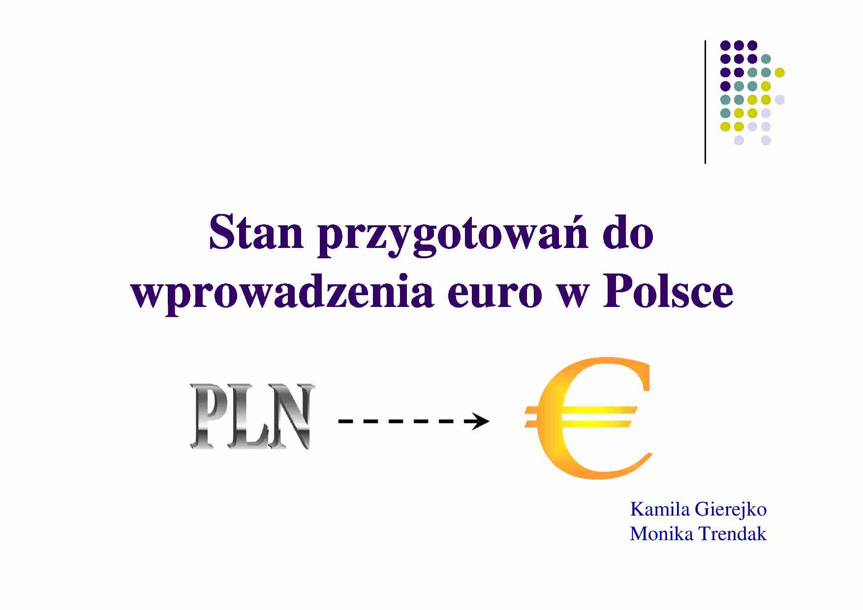 Wykład z korporacji finansowych: Stan przygotowań do euro w Polsce - strona 1