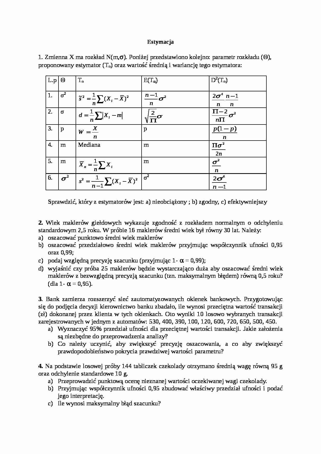 Statystyka- ćwiczenia 2 - strona 1